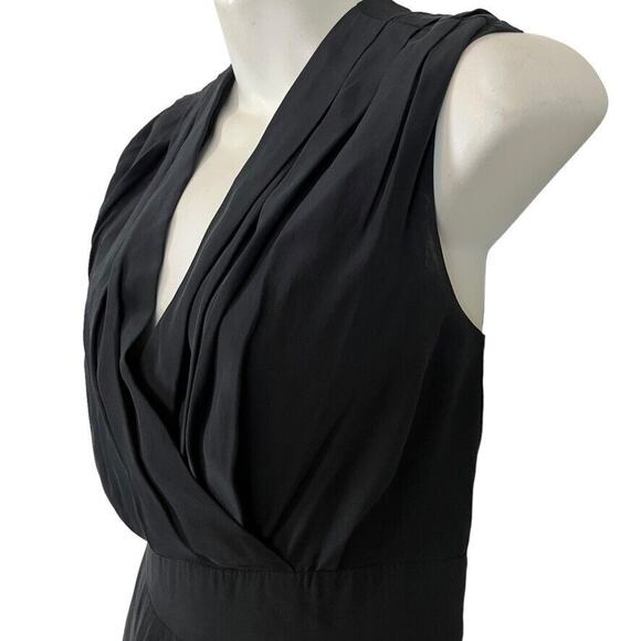 Kenneth Cole New York Womens Black Pleated V-Neck Silk Dress Pockets Mini sz 0 - Picture 8 of 16